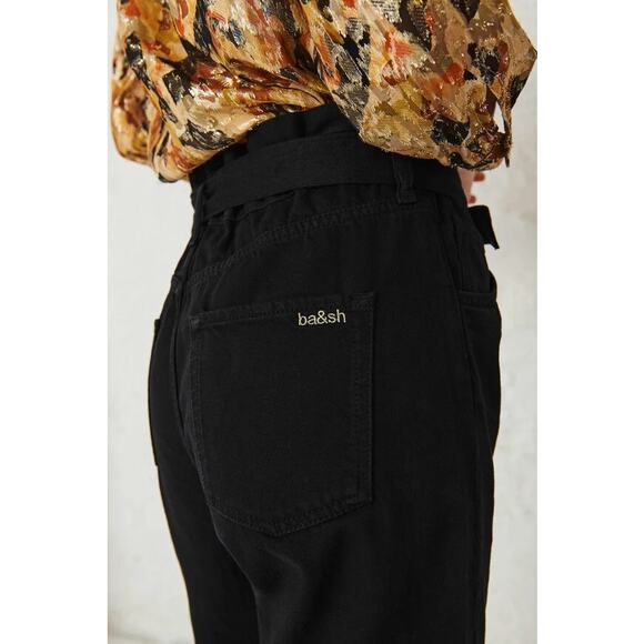 Ba&sh Womens Jalia Cropped High Rise Tapered Leg Jeans in Black Size 3 / US 8 - Picture 7 of 16